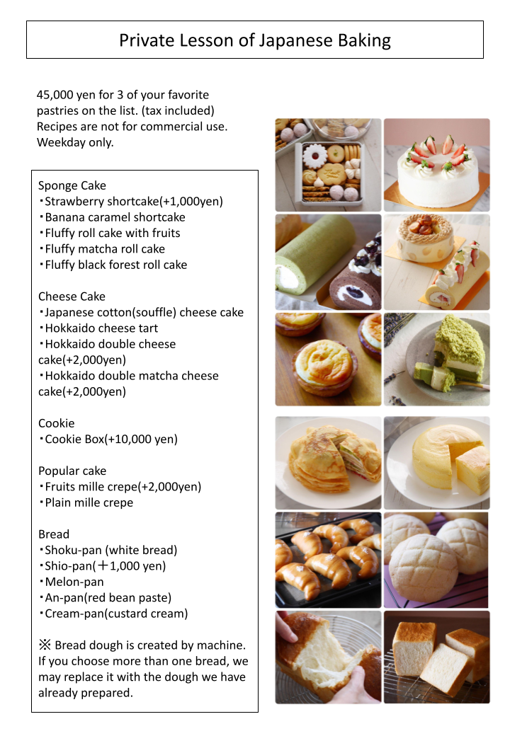 Japanese Baking Class in the heart of Tokyo in English! FaitBeauTokyo